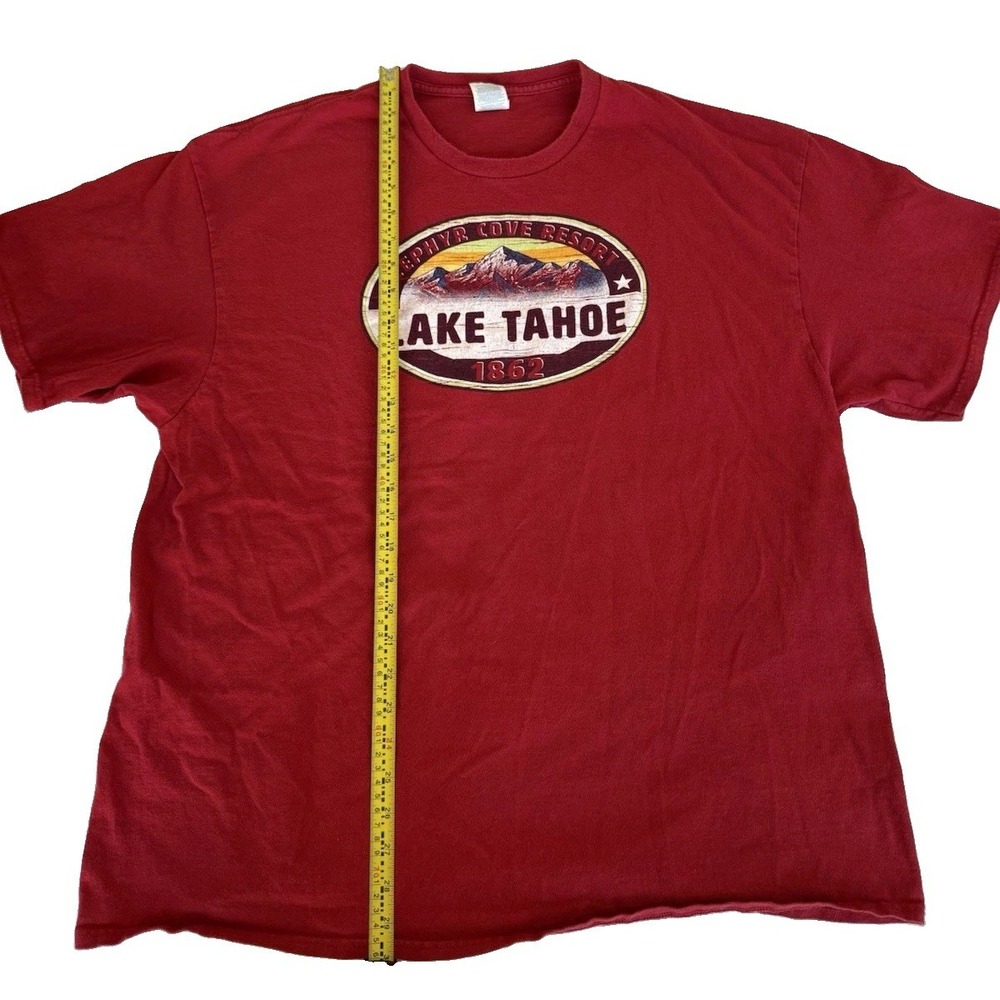 Red Lake Tahoe Vintage Men's logo Graphic Short Sleeve Tshirt Size 2xl - Picture 7 of 9